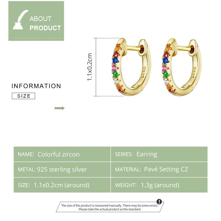 Sterling Silver Rainbow Earrings S925 Zircon Earrings