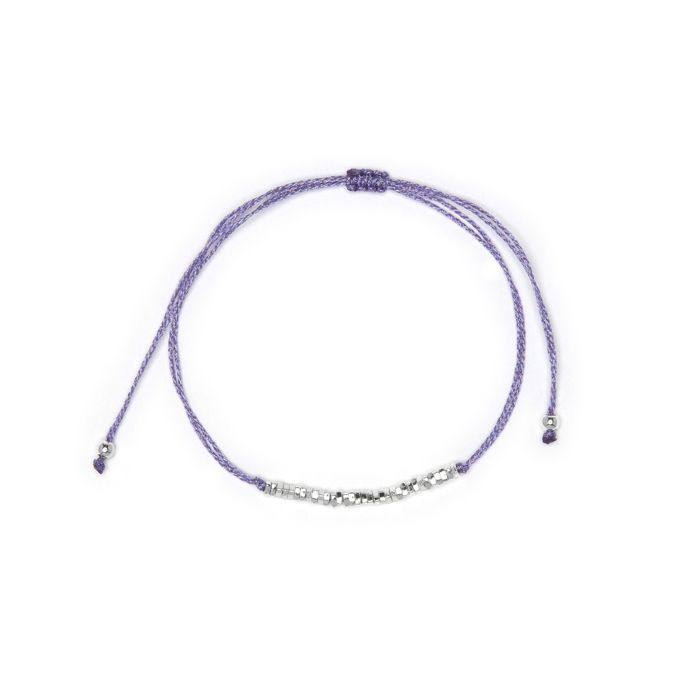 Bracelet - LUXENTER - Limley - Coton violet - Finition argent sterling 925 - Femme