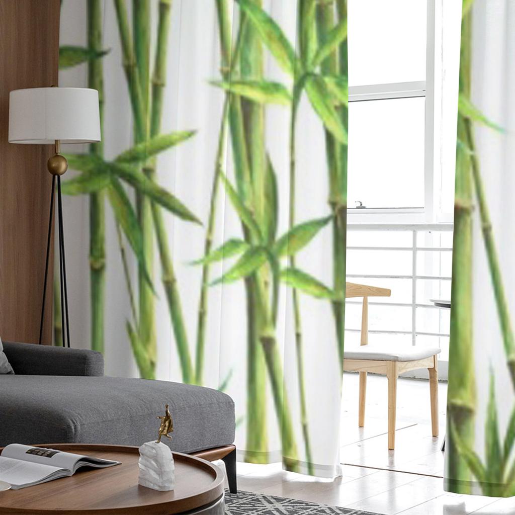 Bamboo Trees And Stems Luxurious Chiffon Sheer Curtains for Living Room Bedroom Decoration Window Voiles Tulle Curtain