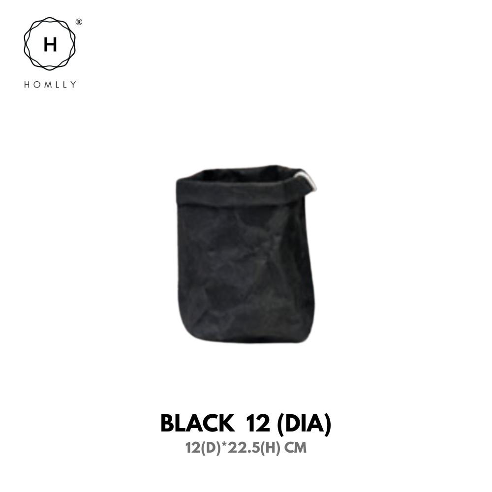 

Homlly Sunii Многоразовый моющийся крафт-бумажный пакет многоцелевого назначения для корзины для хранения, цветочного горшка, органайзера BLACK 12 (DIA)