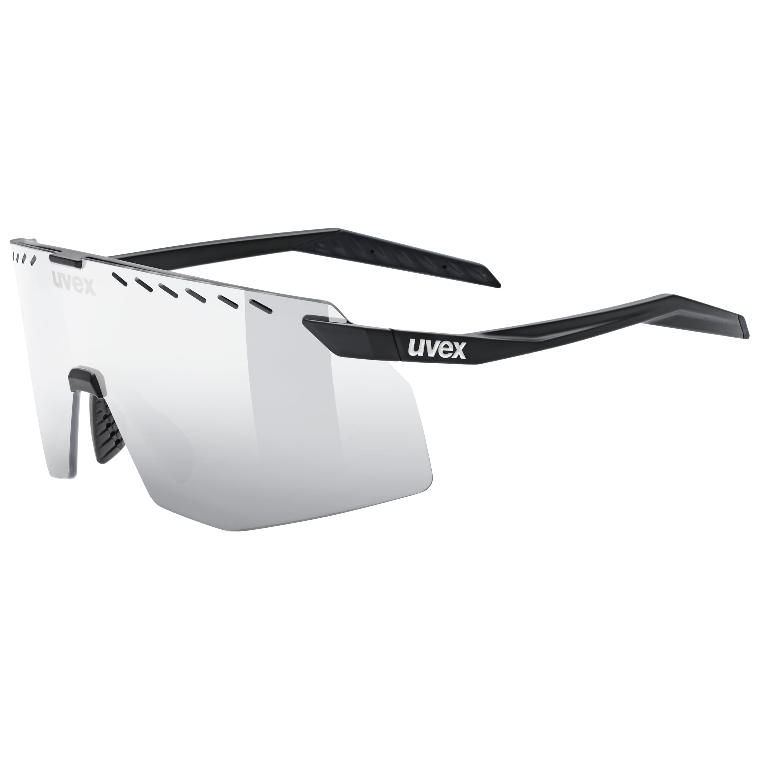 

Sports Sunglasses UV400 Mirror Lens Pace Stage Black Matte [Uvex] Anti-fog Cycling/Running/Outdoor (Silver)