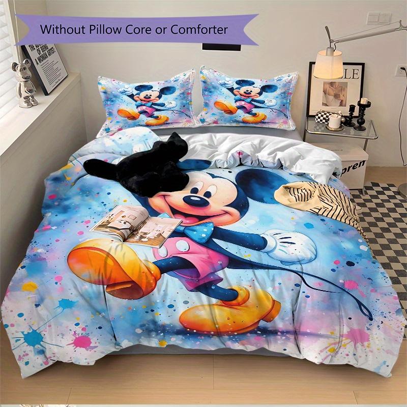 3pcs Happy Mickey Printed Quilt Set Soft and Comfortable Quilt Cover for Bedroom, Guest Room Bedding Set B047