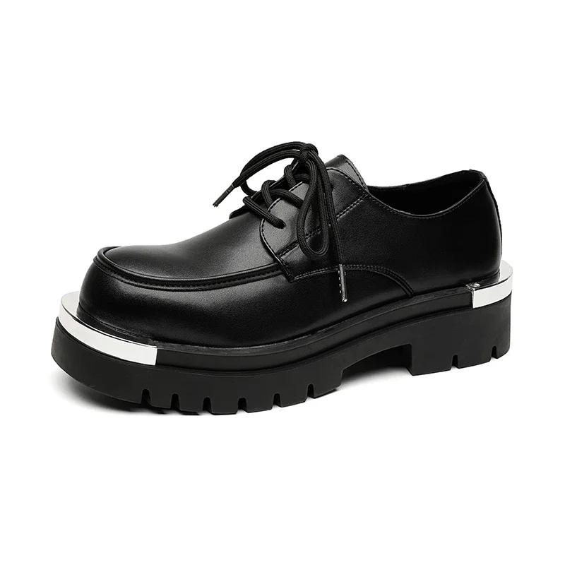 

Высококачественная мужская кожаная обувь в британском стиле на платформе, деловая обувь для работы на открытом воздухе, формальная обувь для мужчин, повседневная формальная обувь Оксфорд 44 чёрный