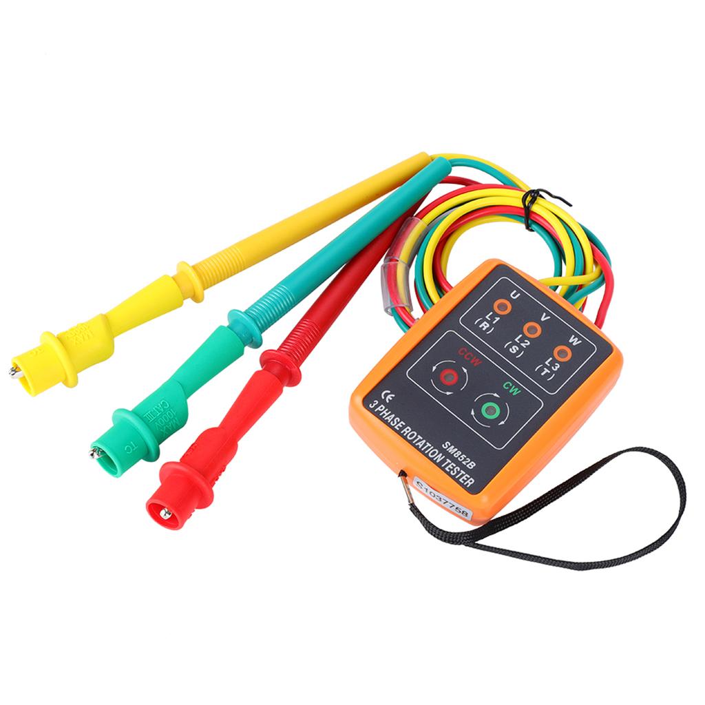 SM852B 3-fas 60V~600V AC Sekvensordning Rotationsriktningsindikator Testare 20Hz400Hz