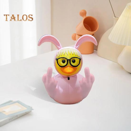 Middle Finger Duck Figurine Bunny Ears Duckling Statue Desktop Duck Ornament Easter Gift for Duck Lovers Office Decor