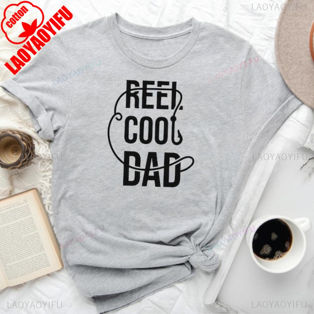 

Reel Cool Dad Shirt Fisher Dad Shirt Fishing Lover Dad Tops Funny Fishing Tees Breathable Camisetas Nostalgia Retro S