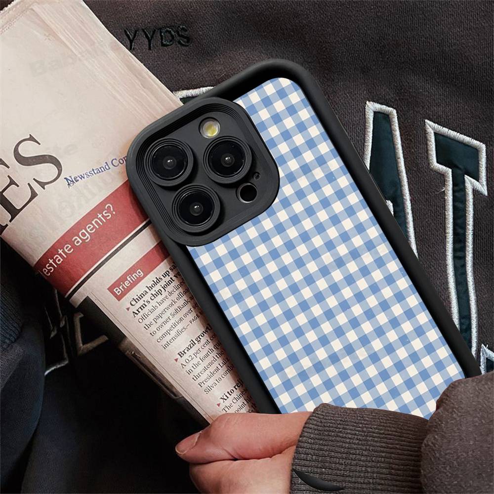 Einfache schicke Gittermuster-Handyhülle für iPhone 17 16 E 15 14 13 12 11 Pro Max Plus Rückseite