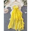 Seaside Holiday Dress 2024 New Arrival Women's Sexy Bandeau Slim-Fit Asymmetrical Chiffon Beach Dress Halter Skirt