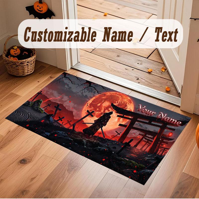 Space Cosmic Theme Crystal Velvet Floor Rug Personalized Custom Name Text Warm Carpet Home Decoration