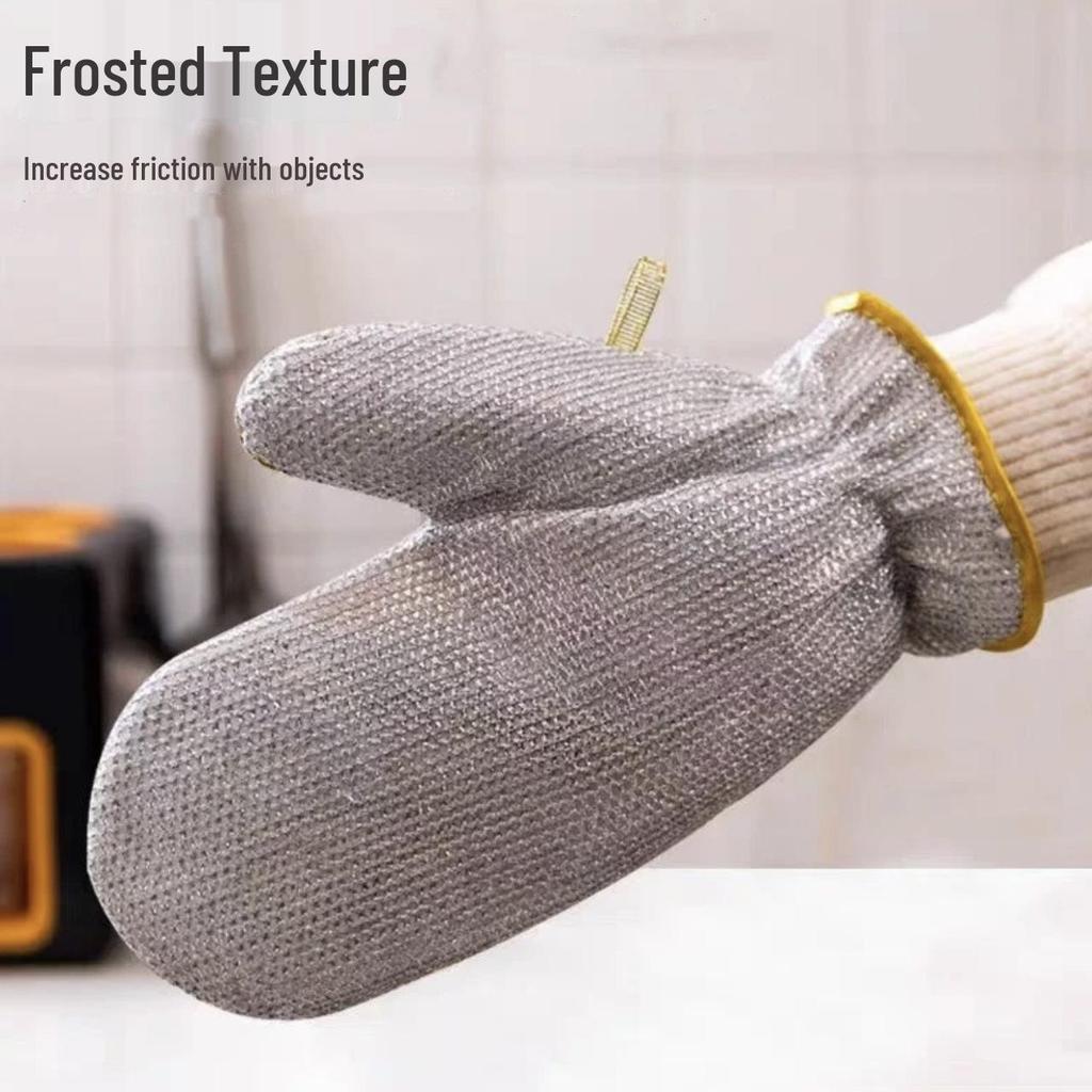 Multifunctional Heat-Resistant Steel Wire Dishwashing Gloves: Non-Stick, Waterproof, and Durable Kitchen Scrubber