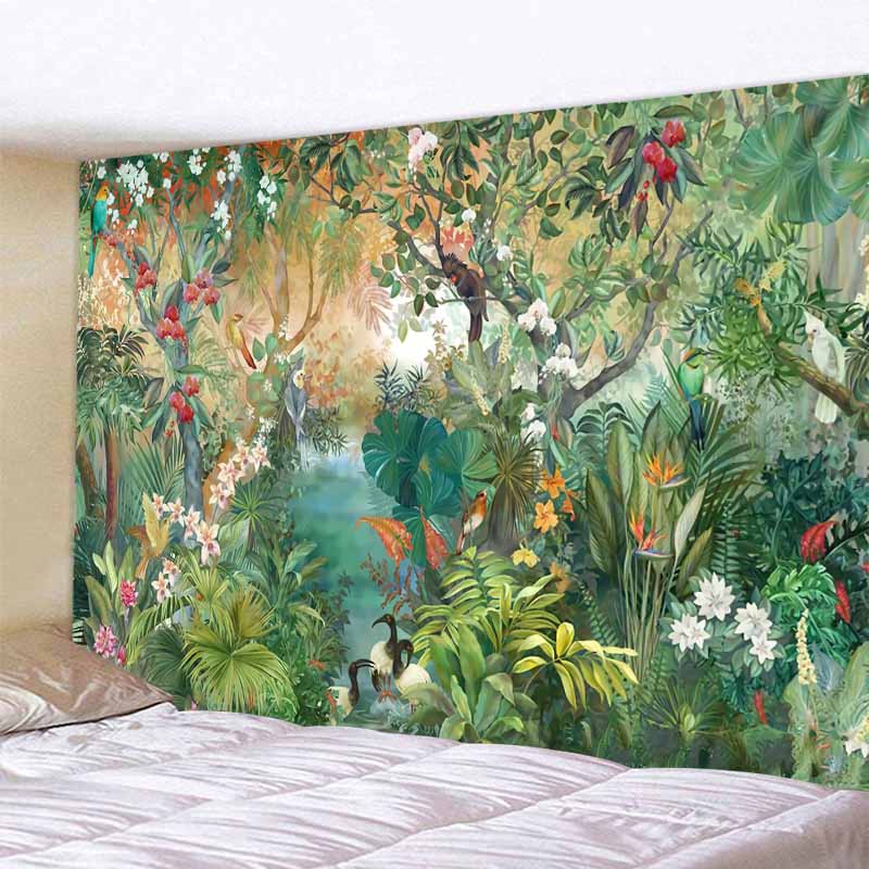 Tapiserie estetică pentru decorarea casei, prosop de plajă, covoraș de yoga, pătură, pânză de masă, tapiserie cu animale din junglă tropicală, agățată pe perete