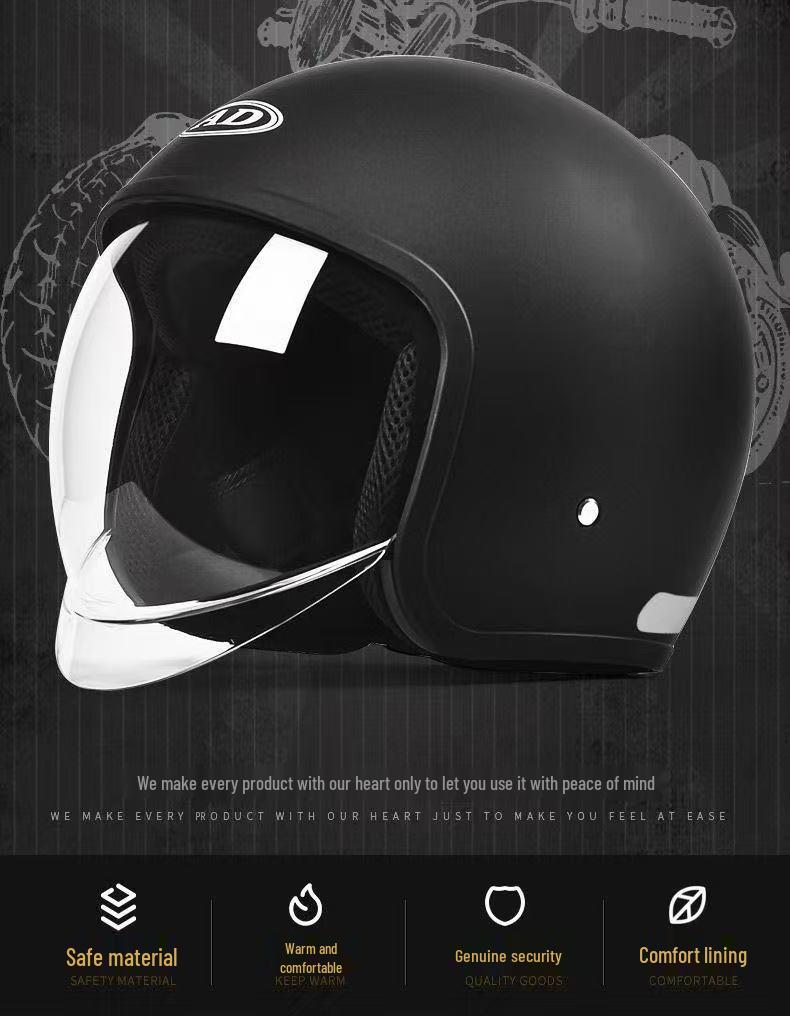 3C Certified AD Electric Motorcycle Helmet, All-Season Half Helmet for Men and Women, Winter-Proof for Scooter Commuting