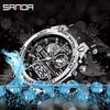 SANDA 6024 2025 Top Brand Men's Watches 5ATM Waterproof Sport Digital Wristwatch Quartz Watch for Men Clock Relogio Masculino