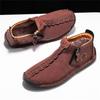 Yellow Retro Leather Casual Shoes For Men Women Big Size 36-48 Spring Zip Design Men's Ankle Boots Handmade Comfy Moccasins Man
