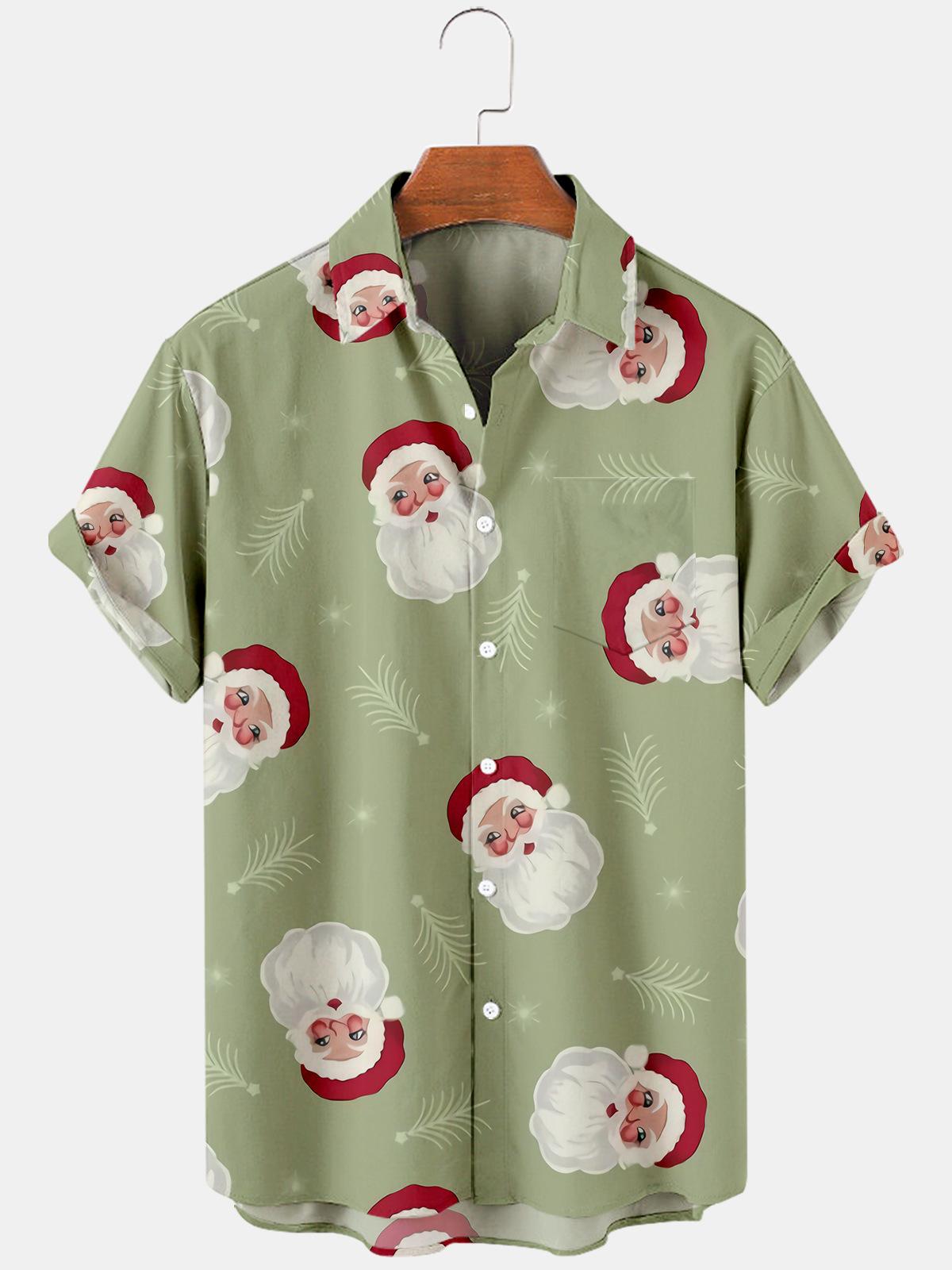 Christmas Men S Shirt 3D Printed Hawaiian Casual Beach Trend Short Sleeve Shirt S