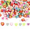 30pcs 10x9mm Random Mixed Color Heart Shape Polymer Clay Beads for Jewelry Making DIY Handmade Accessories
