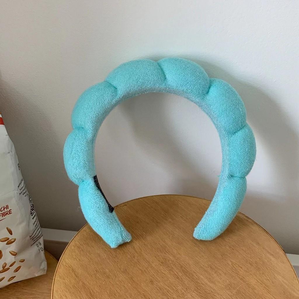 

Delicate Cloud Wash Face Headband Handcrafted Braided Sponge Hairband Tall Headwear Fashion Sweet Princess Hair Finery ціан