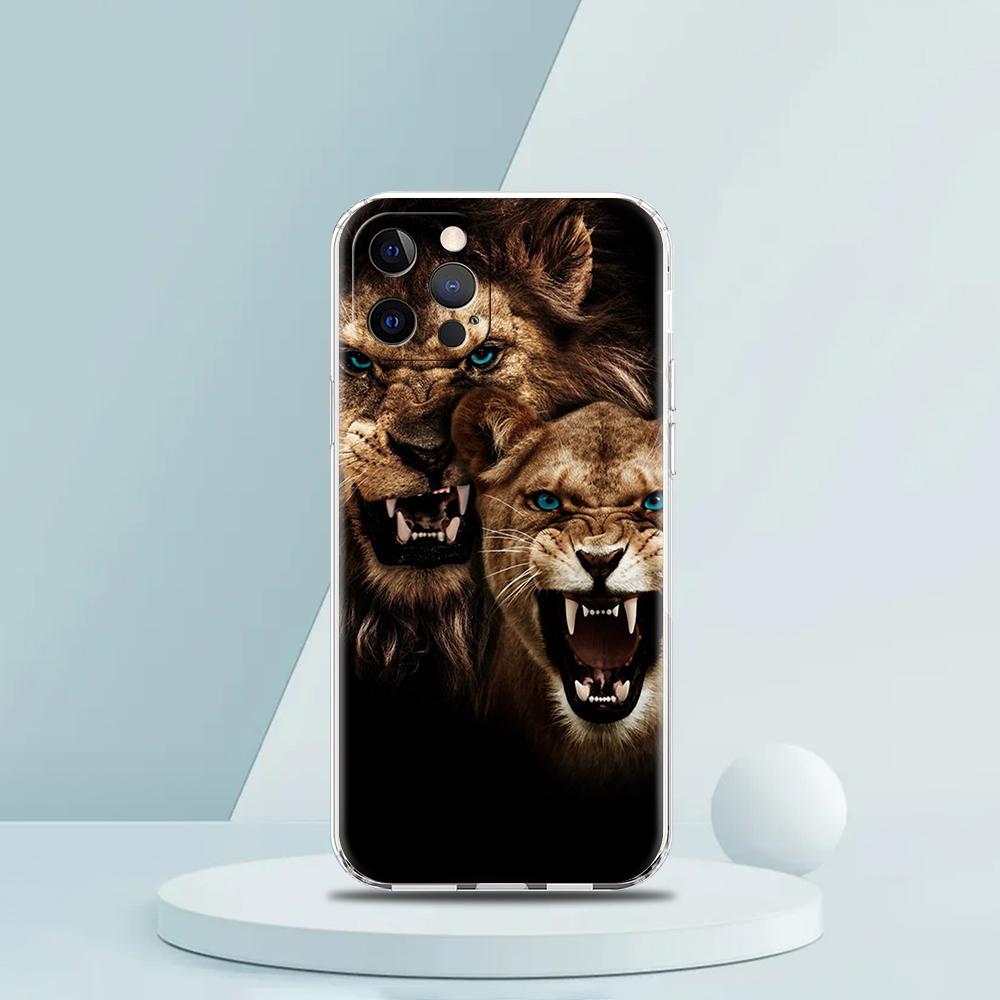 The Lion Phone Case for iPhone 16 15 14 13 12 Pro Max Transparent Soft for iPhone 11 Pro Max 7 8 Plus XS XR Silicone Shell Capas