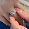 Huitan Luxury Trendy Proposal Ring Bridal Wedding Band Jewelry Female Silver Bright Zirconia Finger Accessories for Party