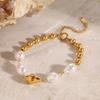 European INS Baroque Pearl Stainless Steel Bracelet, High-end Luxury Niche Titanium Steel Wrist Jewelry for Women