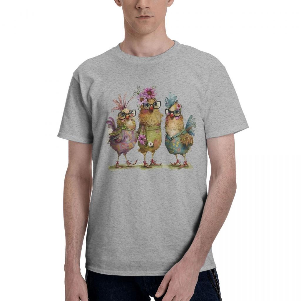 Chicken Print 100 Cotton Casual Breathable Confortable Clothes Funny TShirt For Men Funny Shirt