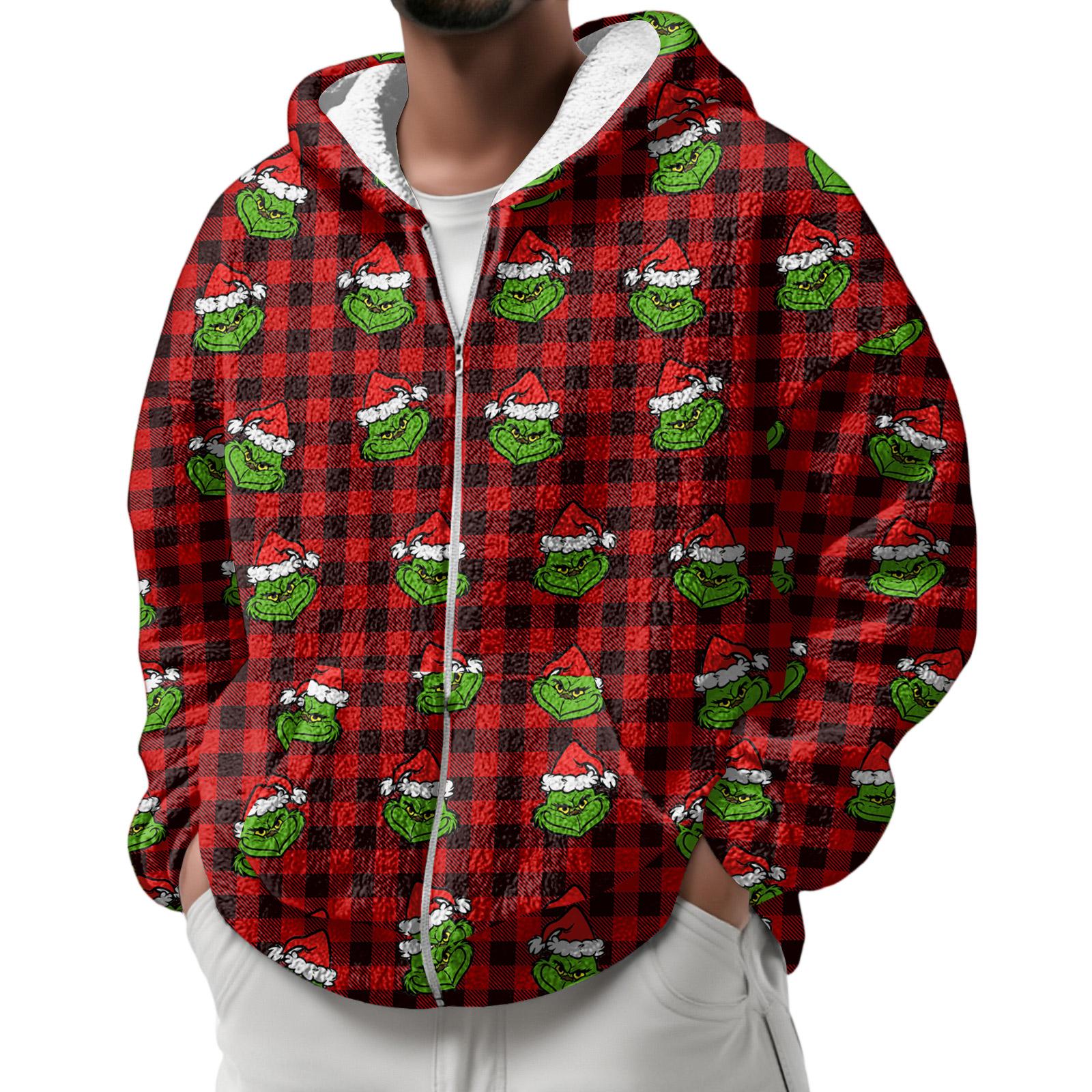 

Мужская зимняя флисовая толстовка с капюшоном на молнии с накладным карманом, повседневная куртка XXL красный