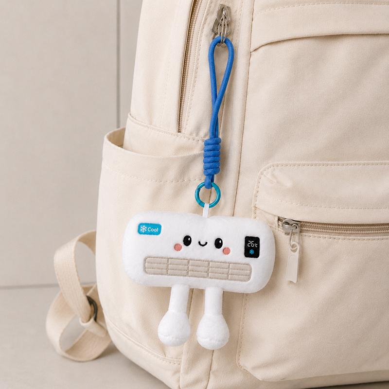 Kawaii Simulated Air Conditioner Plush Toy Keychain Soft Stuffed Home Appliance Doll Pendant For Bag Decor