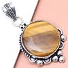 Pendant Tiger's Eye Gemstone Gift For Her Silver Jewelry 1.75"