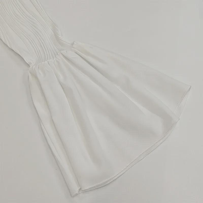 2024 Autumn Women's Fashion: European & American Style Slim Fit Ruffle Dress with Flared Sleeves