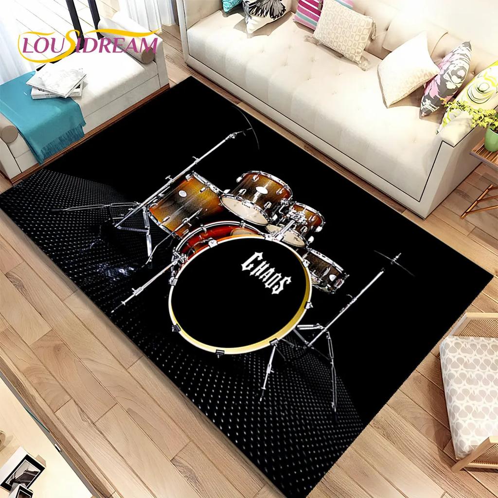 Drum Kit Music Drum Set Instruments Area Rug,Carpet Rug for Home Living Room Bedroom Sofa Doormat Decor,kids Non-slip Floor Mat