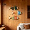 Children Room Wall Art 3 Pcs Wood Fish Nautical Decor Beach Coastal Hanging Bohemian Ornament Rustic Ocean Sculpture for Living Bedroom Dazzling