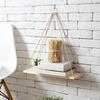ABMH-Mounted Floating Wall Shelves Wooden Rope Swing Hanging Plant Flower Pot Tray Nordic Home Decoration Mored Simple