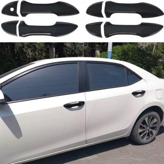 8Pcs Black Door Side Handles Cover Trim For Toyota Corolla E170 E180 2014-2018