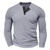 Mens Waffle Long Sleeve Raglan Crew Neck Casual Pullover Henley T Shirt