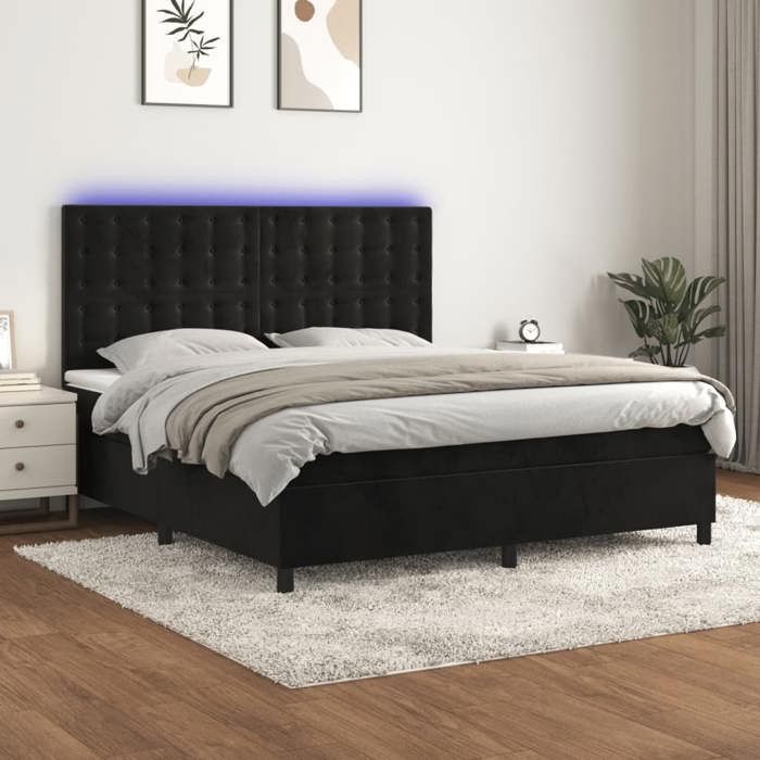 VidaXL Sommier à Lattes de Lit avec Matelas et LED, Lit Rembourré, Lit Double, Lit Adulte de Chambre à Coucher Intérieur, 3136379