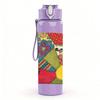 1PC Crazy Colorful Patchwork Quilt Print 750ml Color Plastic Sports Water Bottle Leakproof Flip Straw Lid Suitable for Sports Office Home Use