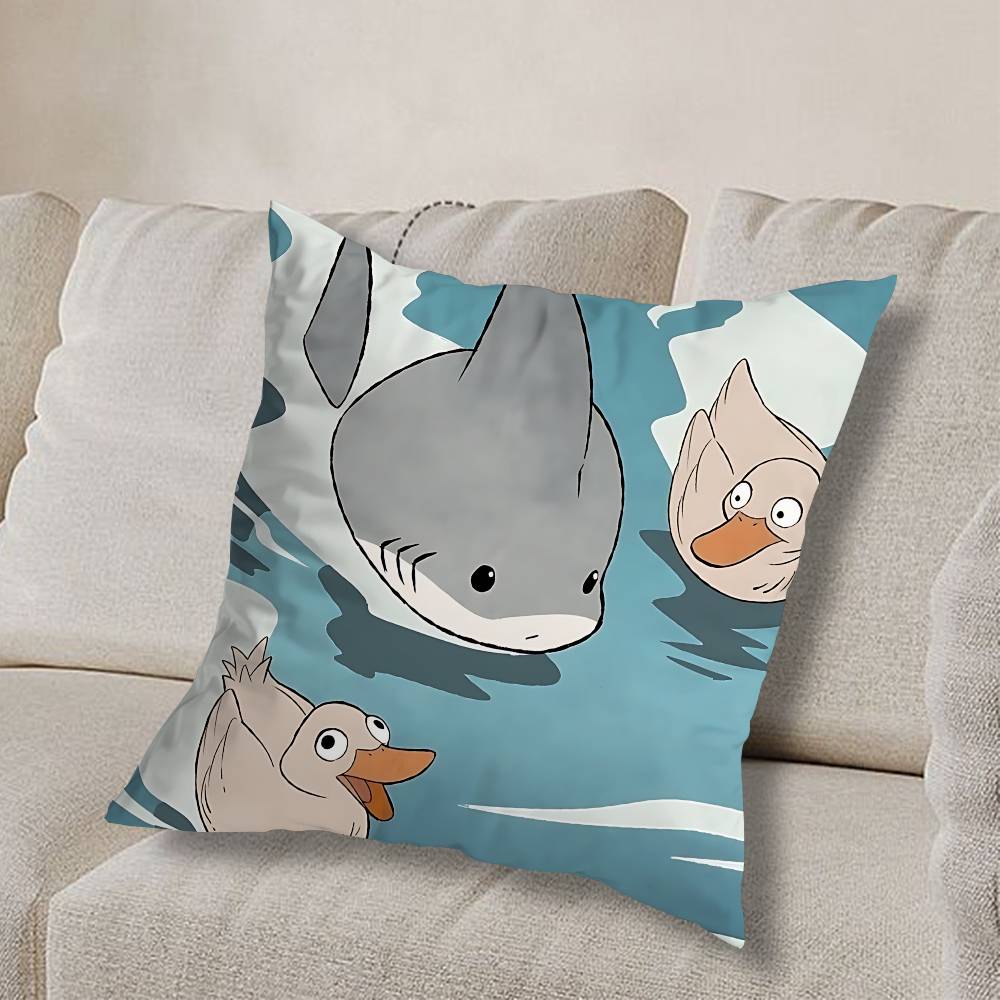 Art Cute Jeff the Land Shark  Pillow Case Sofa Living Room Bedroom Headboard Backrest Cushion Square Cushion Nap Time