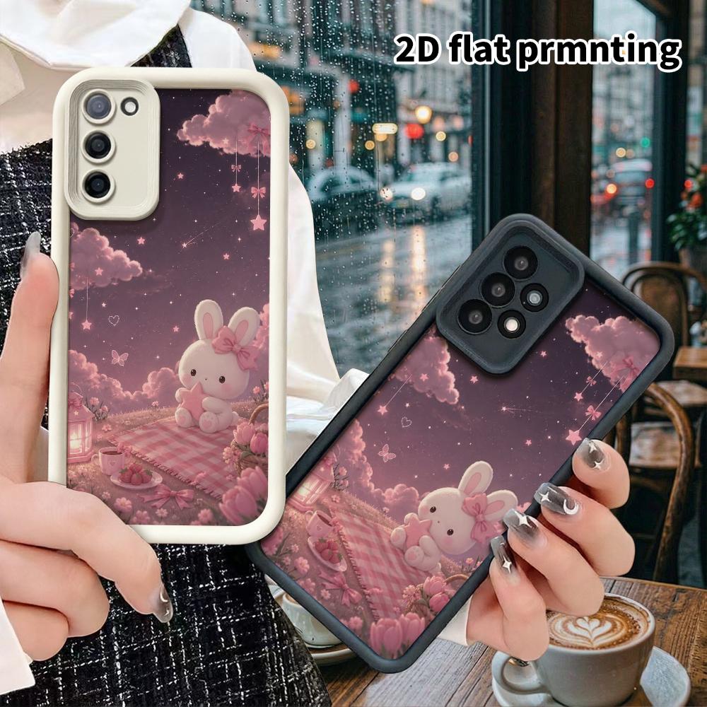 Phone Case: 2D Flat Samsung Galaxy A34 A35 M05 M06 S20 S22 S21 FE Plus 5G Tiered Protective Case, Moonlit Little Rabbit, Christmas and Halloween Gift