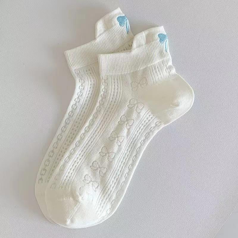 

Женские короткие носки из хлопковой сетки, тонкие, дышащие, с низким верхом, с милым бантиком, женские носки с коротким паголенком, модные носки для весны и лета 1 pair молочный белый