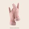 Cute Gloves for Women In Winter Plus Velvet Thickened Warm Korean Version Driving and Riding Tram Preventing Cold Riding Touch Screen
