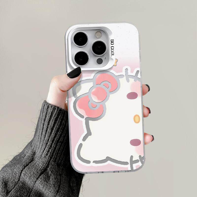

Silver Frosted Cartoon Cat Case for Apple 14 Plus, 15, 16 Pro, 17 Pro Max Apple 11 Pro