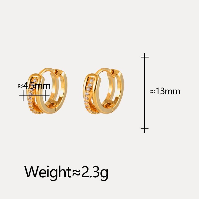 Stainless Steel Double Layer Zircon Hoop Earrings for Women Girls Elegant Punk Earring Stud Style Party Fashion Jewelry Gifts
