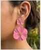 Große Blumen-Hängeohrringe für Damen Übertriebene doppelte florale Hängeohrringe Statement-Charme-Schmuck für Hochzeitsfeier