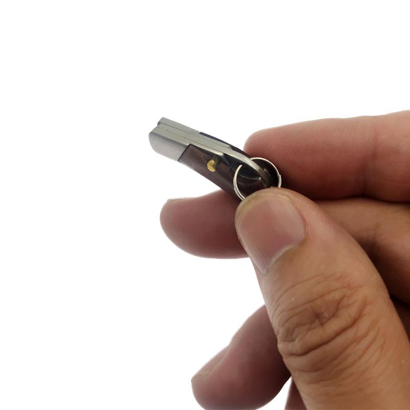 Folding Pocket  Keychain Knife Small Wood Handle Stainless Steel Mini Portable Pocket Key Ring EDC Carry Utility Knives