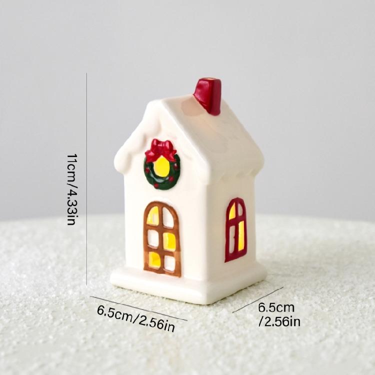 Feiertags-Keramikhaus-Dekorationen Batteriebetriebene Kerzenhalter Weihnachtsdorf Saisonales Geschenk Bereit für die Feiertagspräsentation