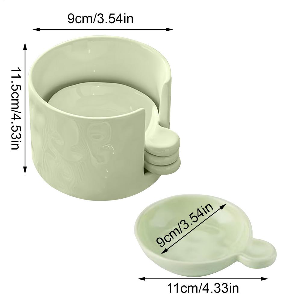 

Dipping Sauce Plate And Holder Set Condiment Dipping Dish With Storage Box Ceramic Mini Dressing Plate Container For Soy Sauce зелений