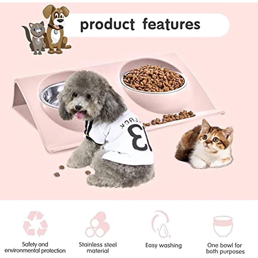 Cat Bowls 2 In 1, Cat Bowls For Food And Water, 15°Bowl Cat Vomiting Bowl For Dogs, Insurance, Trab Prevention, Removable Pet Bowl