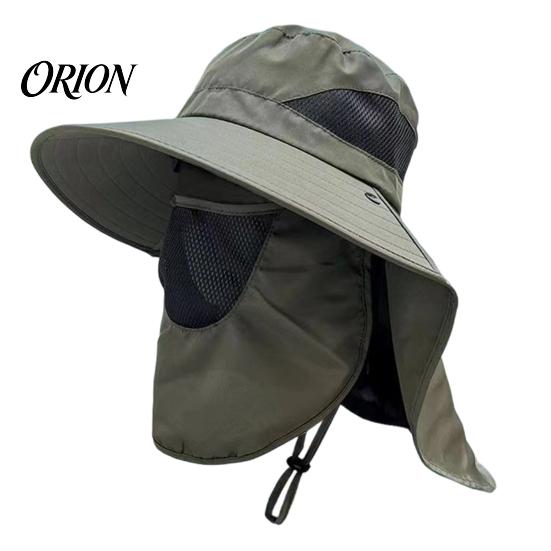 UV Protection Hat Breathable Mesh Bucket Hat, 360-Degree Sunshade Fisherman with Detachable Face Wide Brim Guard And Neck Flap, Adjustable Drawstring