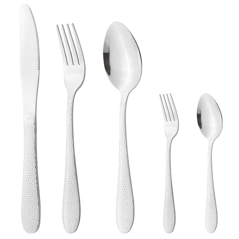 5Pcs Rainbow Flatware Cutlery Set Stainless Steel Dinnerware Set Knife Dessert Fork Spoon Tableware Home Kitchen Silverware Set