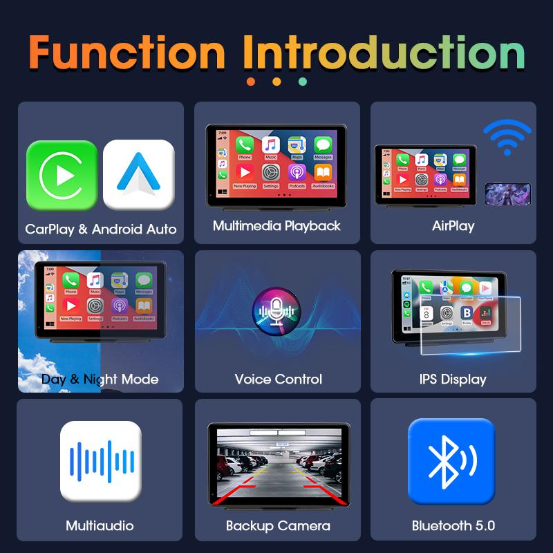 7 Inch Car Radio Wireless CarPlay Android Auto Multimedia Video Player Portable Touch Screen AUX BT Universal For Kia Toyota VW